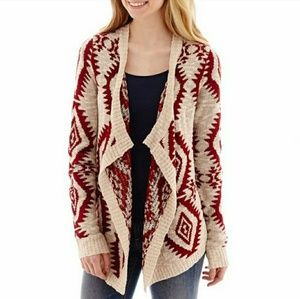 Aztec Print Waterfall Cardigan